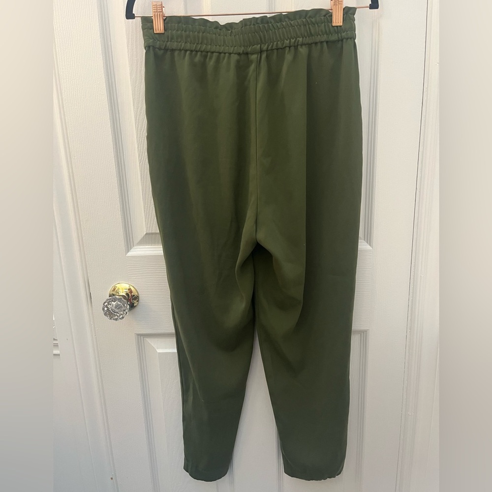 Zara Army Green Drawstring Casual Pants - Picture 6 of 10